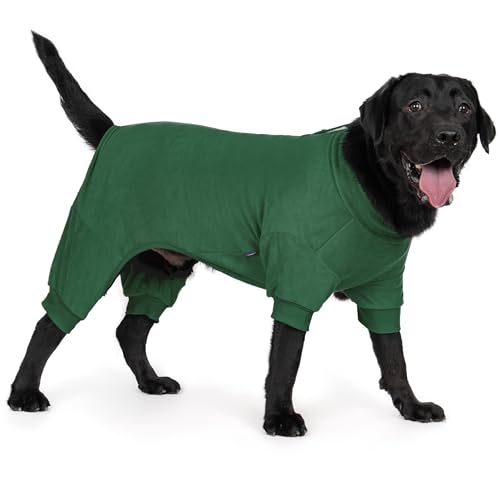 cyeollo Fleece Dog Pajamas Warm Dog Coats for Large Dogs Onesie, Green, 3XL