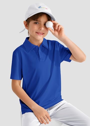 Image of MIVEI Kids' Performance School Uniform Polo Shirt Breathable UPF50+ | Youth Boys Girls Short Sleeve Golf Collared Shirts Grid Dry Fit Wrinkle Free Stretch Lightweight Cool Athletic Button Dress