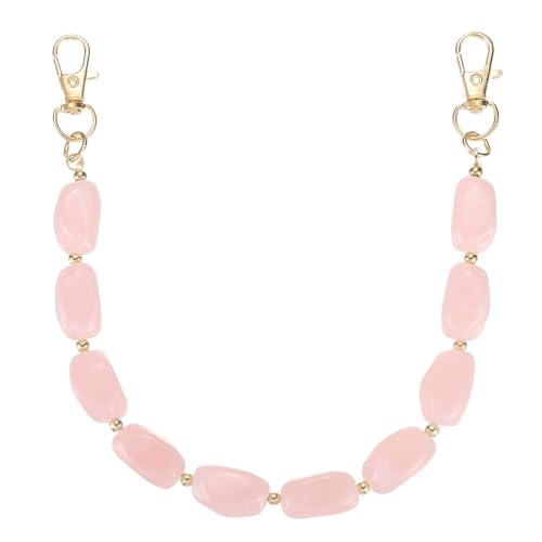 Cadena de resina para monedero rosa de 37 cm y asa corta de cuentas acrílicas