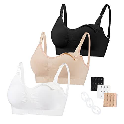 DesireloveNursing Bra Maternity 3 Pack Seamless S-XL with Removable Spill Prevention Pads
