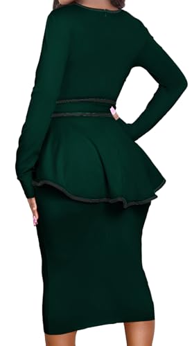 Image of MOJICK Vintage Dress for Women Ruffle Bodycon Keyhole
