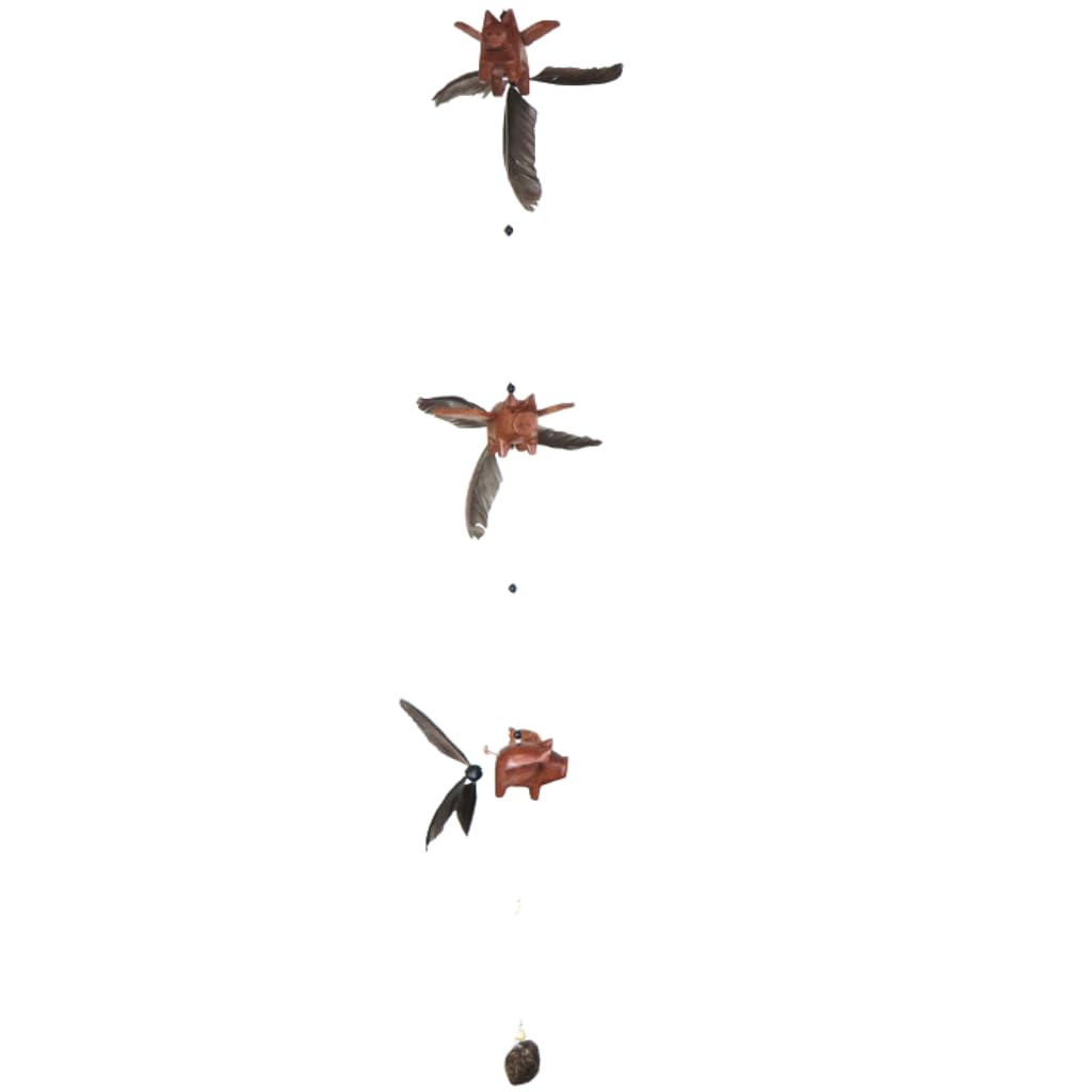 Candlestock Handmade Wooden Animal Hanging Wind Spinners - Pig