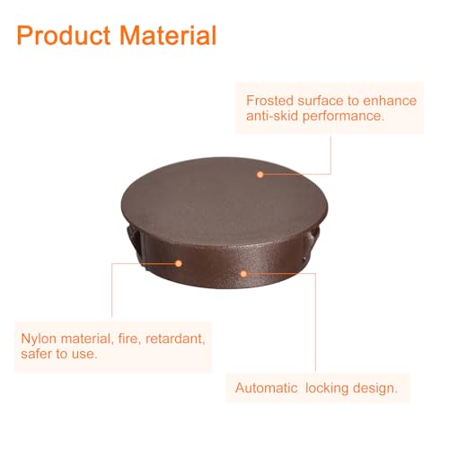 Image of uxcell 35mm /1.38 inch Plastic Hole Plugs, 16Pcs Flush Type Panel Round Snap in Fastener Knockout Locking Plugs for Furniture Insert End Caps Panels, Brown