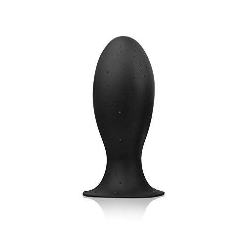 SXOVO Plug Anal con Forma de Huevo Butt Plug de Silicona Líquida Suave con Ventosa Juguetes Anales pour Masaje Próstata y Estimulación Punto G Juguetes Eróticos para Mujer Hombre Sexuales (M, Negro)