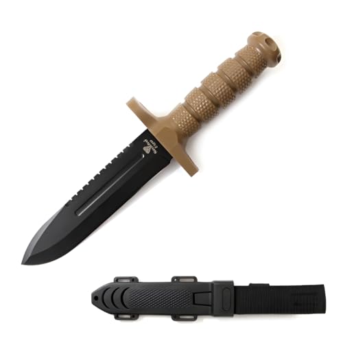 Snake Eye Tactical 12.5-Inches Ultimate Outdoors Survival Knife Fixed Blade Knife for Hunting, Fishing, Foraging, Camping, and Bushcraft Stainless Steel Knife With Sheath (Tan) - Snake Eye Tactical