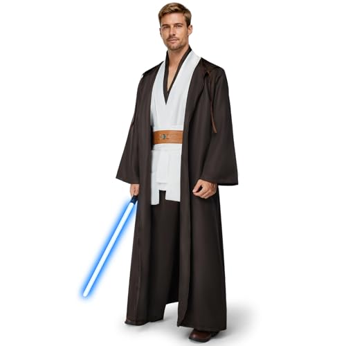 Robe Jedi homme avec déguisement Jedi à capuche et sabre laser pour costume adulte