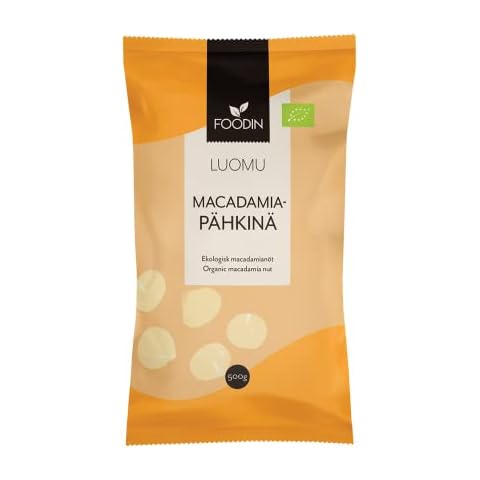 FOODIN Bio Macadamianüsse ausgezeichnete Quelle für ungesättigte Fette, 100% biologisch und rohkostqualität, glutenfrei und vegan (500 g) Cover