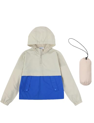 Kids Packable Waterproof Hooded Rain Jacket - Lightweight and Windproof - Size 3-12 Years