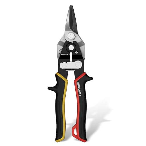 ARROW 8-inch Tin Snips for Cutting Metal Sheet, CR-V Steel Aviation Snips, High Leverage Labor-saving Metal Cutter, Straight Cut