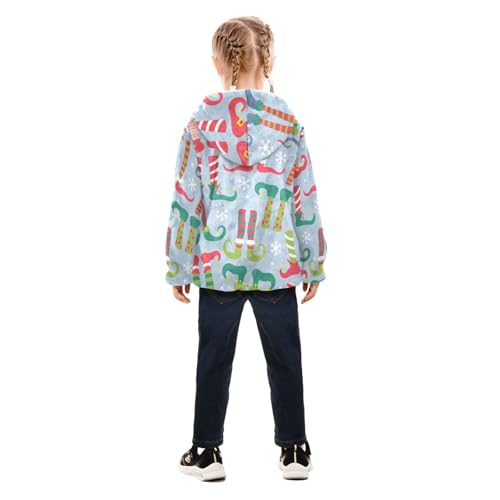 OTVEE Christmas Elf Socks and Shoes Kids Hoodie Jacket Fall Spring Full Zip Warm Outwear Coat4