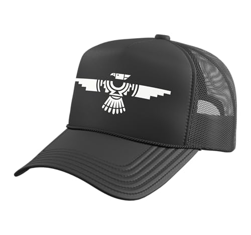 Geometric Eagle Thunderbird Tribal Symbolic Design Trucker Hat with Adjustable Mesh Back, Black
