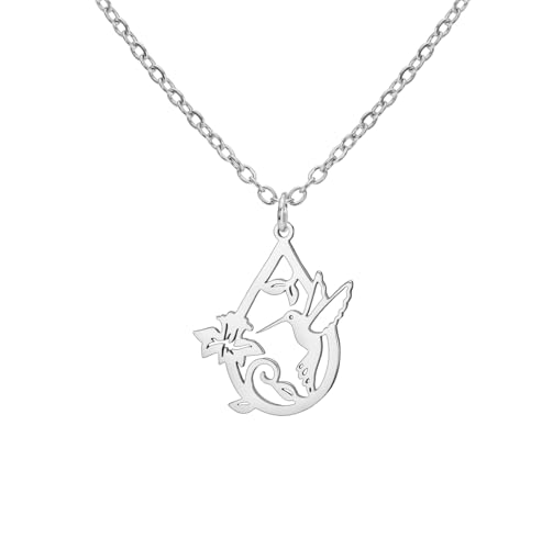 EUEAVAN Collar colibrí para mujer Acero inoxidable Colgante en forma de pájaro llorón Joyas con motivos florales y animales Regalo conmemorativo (Plata)