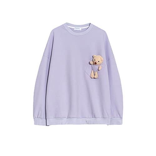 Hoodie with 3D Cute Stuffed Bear for Men and Women Teens School Street Fashion Pullover Crewneck Oversized Top Sweater