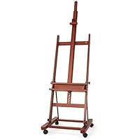OZBME Large Easels Floor Display Painting Stand Easel Large Studio Easel Professional Art Painting Poster Display Stand Painting Stand (Wood with Wheel) (Brown With wheel)