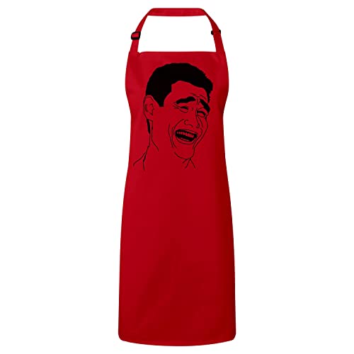 Tablier cuisine Yao Ming premium rouge rigolo avec motif troll face