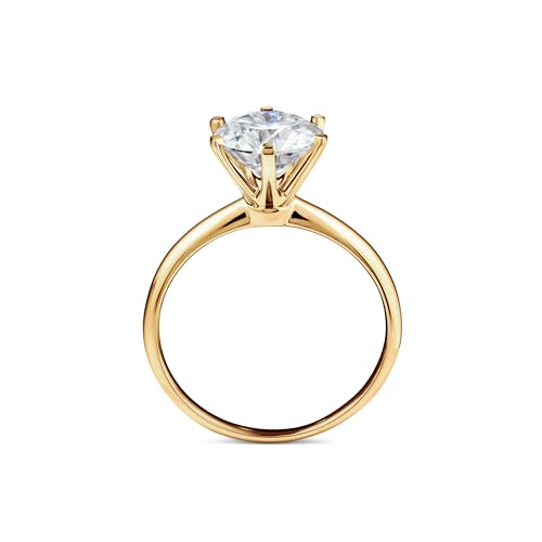 ISAAC WOLF Certified 18k Gold 3 Carats Moissanite Ring For Women Round Cut Solitaire2