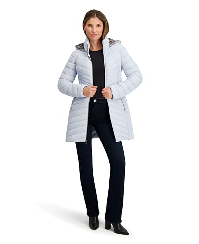 Image of Nautica Women's Stretch Puffer Jacket- Wind & Water-resistant Winter Coat Faux Fur Lined Hood