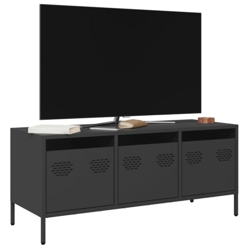 Lauuoeriau Möbel Wohnelement TV-Unterschrank schwarz 101,5x39x43,5 cm kaltgewalzter Stahl