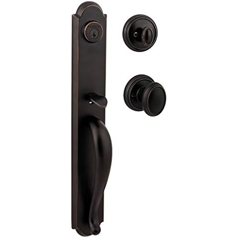 Baldwin Bighorn, Front Entry Handleset with Interior Knob, Featuring SmartKey Deadbolt Re-Key Technology and Microban Protection, in Venetian Bronze Cover