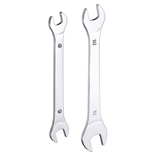 QUARKZMAN 2Pcs Clé à Fourche Double Extrémité Ouverte Clés Fines 8x9 / 10x11mm Métrique Clé Plate Ultra Fine et Petite, Polie Miroir, pour Réparation Automobile et Assemblage de Meubles