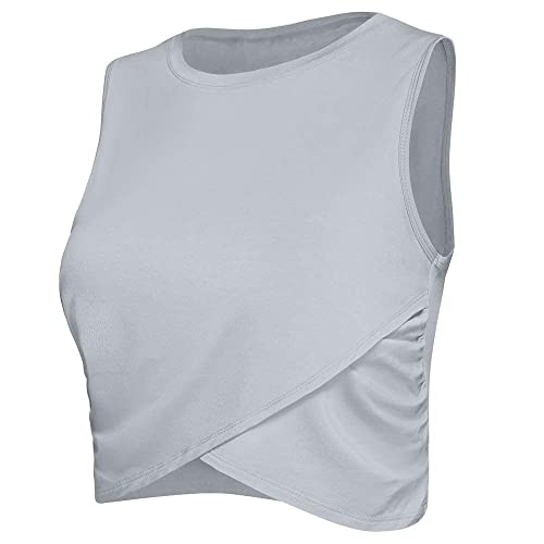 Image of Yoga Crop Tops Dance Tops Fitted Workout Crop Tops Yoga Tank Tops Athletic Sports Shirts for Women