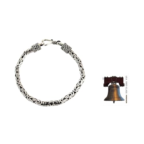 NOVICA Artisan Handmade Sterling Silver Chain Bracelet Women's Indonesia [7.75 in L x 0.2 in W Fits Wrist Size 7 in L] ' Prambanan'2