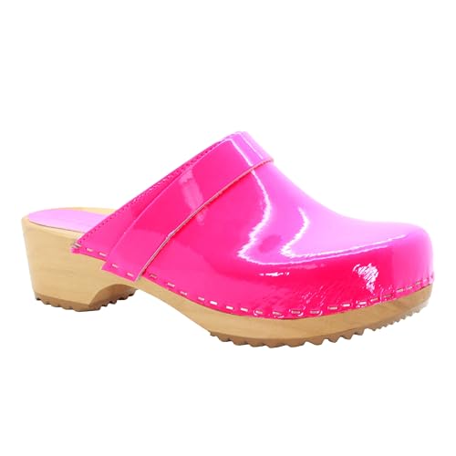 Image of Bjork Maja Wood Open Back Leather Clogs