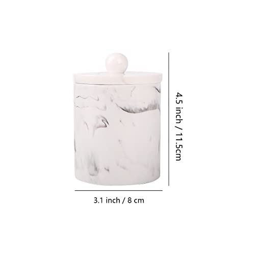 Tonxus Qtip Holder Cotton Swab Canister With Marble Look,Resin Bathroom Canister, Cosmetics Makeup Countertop Containers,Vanity Storage Jars Organizer For Cotton Ball,Cotton Swab,Bath Salts,White #TOP6