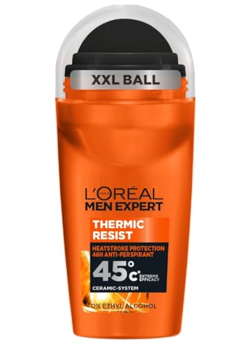L'Oréal Paris Men Expert 48H Thermic Resist Anti-Perspirant Roll On Deodorant for Men, 50ml Pack of 6, Bulk Buy