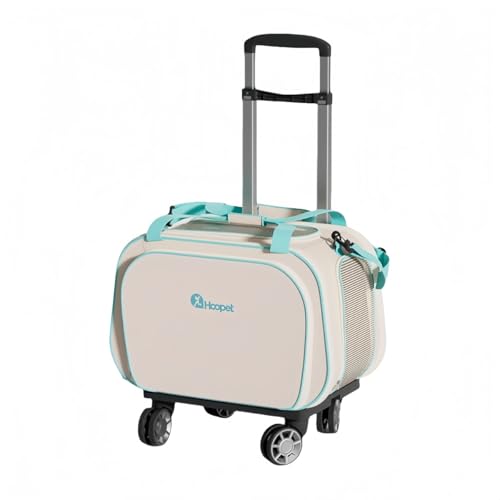 samchu車輪付き猫キャリア,透気メッシュと望遠鏡ハンドル付き拡張可能なローリングペットキャリア,小型中型猫犬のための折りたたみ犬旅行キャリア (前後に伸びるペットバッグ【レバー付き】)