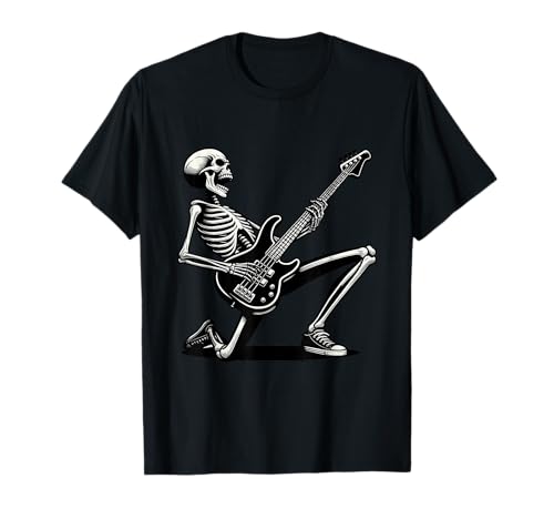 Squelette jouant de la guitare pour amateur de musique Rock and Roll Band T-Shirt