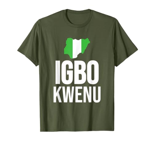 Igbo Kwenu Nigerian Naija Biafra African T-Shirt, Men, Olive Green, 3X-Large