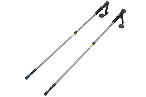 ProsourceFit Anti-Shock Trekking/Hiking/Walking Poles, Adjustable Set of 2 Aluminum Telescopic Poles with Compass