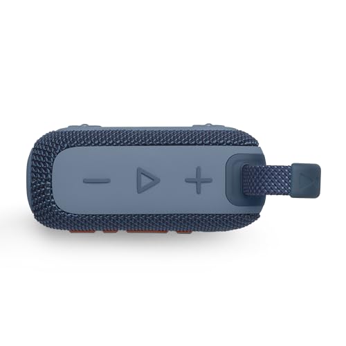 JBL GO4 Bluetooth Lautsprecher, USB C Ladung, IP67 staubdicht, wasserdicht, appkompatibel, passiver Kühler, tragbar, blau – Ansicht 2