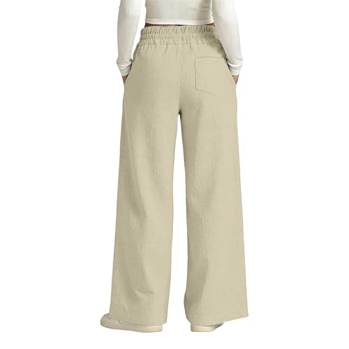 Pantalon coupe ample marine confortable taille haute chic à poches - 4