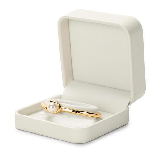 PENGCHE Armband Halter Box armband box geschenk Schmuck Geschenkbox für Armband Aufbewahrung & Display Elegante Kompakte Schmuckschachtel in Hochwertigem Leder 9x9x4 cm (Weiß)
