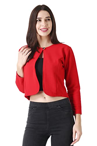 Image of Kemy Women Solid Button Crop Shrug