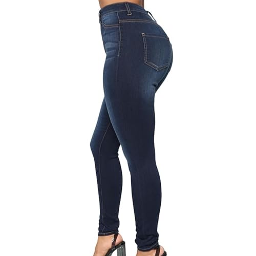 Maiyifu-GJ Butt Lifting Skinny Jeans for Women Casual Stretch Slim Fit Denim Pants Button Up High Waisted Jeans (Dark BlueA2,Large)3