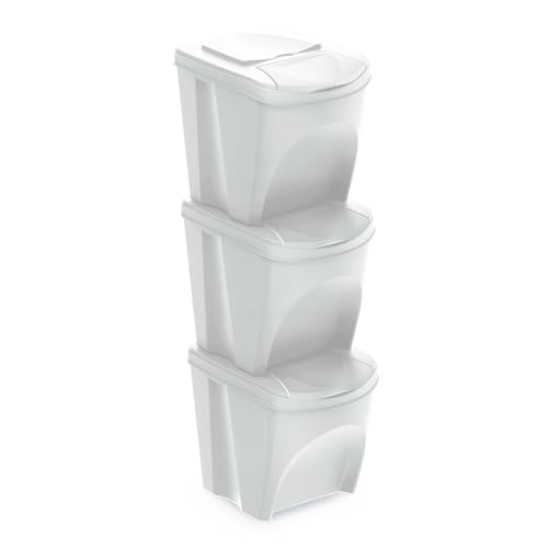 Poubelles de recyclage compactes 3 bacs 75L tri sélectif maison - 2