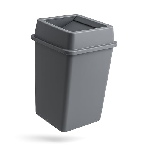 Caneca de basura cuadrada gris de 35 galones con tapa basculante