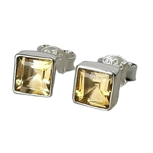 Boucle d'oreille citrine naturelle 7mm hypoallergénique en argent 925 anti-ternissement