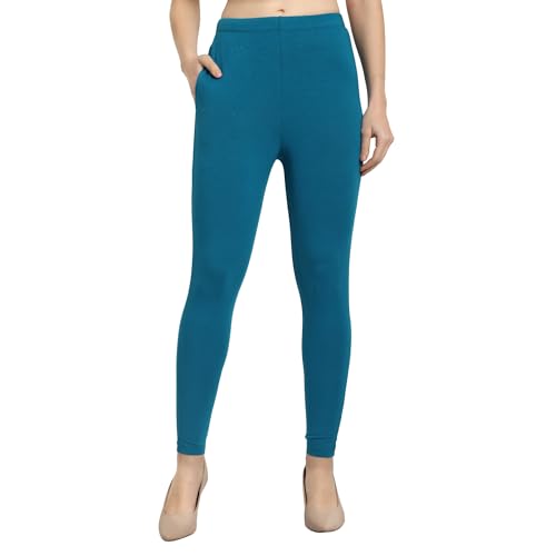 Image of ONE SKY Women Ankle Length Leggings | Premium Cotton Modal Spandex Blend | High Waist Stretchable & Bio-Washed Fabric | Colour-Lock | Ethnic Leggings for Women