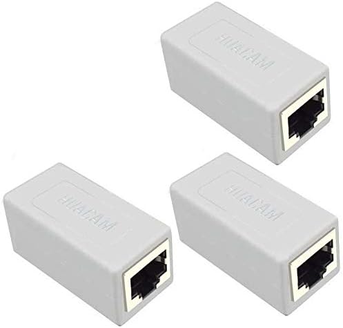 HUACAM HCM61 RJ45 Coupler Cat7 Cat6 Cat5 RJ45 8P8C Network Keystone Jack In-Line Coupler RJ45 Female to Female Connector(White) 3 Pack