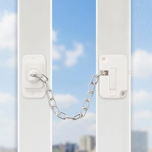 OTraki Securite Fenetre Enfant, Entrebailleur Fenetre sans Perçage et Cadenas Frigo - Sécurité Enfant pour Portes, Fenêtres et Réfrigérateur - Lot de 2...