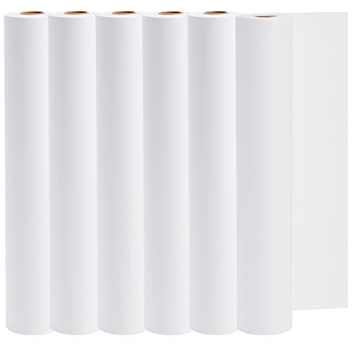 SOUJOY 6 rolek papieru sztalugowego, 30 cm x 203 m rolka papieru do rysowania dla dzieci, biały, nadający się do recyklingu, artystyczny i rzemieślniczy papier klejący do farb, do montażu na ścianie