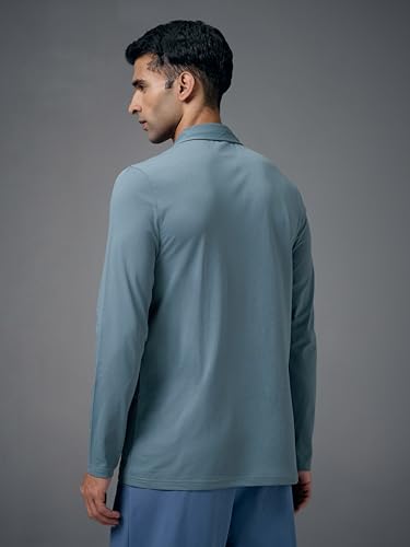 Image of TECHNOSPORT Mens Slim Fit Solid Full Sleeve Cotflex Polo T-Shirt for Regular and Casual Uses