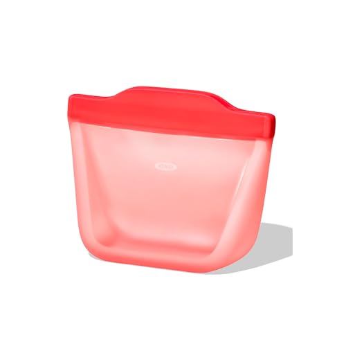 OXO オクソー シリコーン スタンド バッグ S 360ml 保存袋 冷蔵 冷凍 電子レンジ 湯せん調理 食洗機 対応 繰り返し使用できてエコ レッド 赤 ウォーターメロンの商品画像（Amazon）
