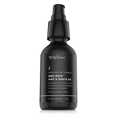 The Rich Barber Pro Rich Men's Beard Oil, 1 oz. | Softens Beard & Promotes Thick Growth with Castor Oil, Argan Oil, & Jojoba Oil | For All Beard Types