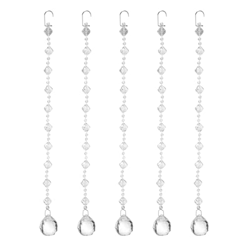 sourcing map 10 hebras de guirnalda de cristal acrílico, cuentas de cristal transparente, cadena de cuentas de repuesto para decoración de boda, joyería de manualidades (0,3 m)