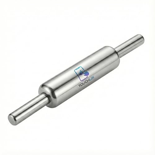 Touchlix - Stainless Steel Rolling Pin for Kitchen, 31 cm Heavy Duty Metal Roti Roller, Belan with Perfect Weight Balance for Chapati, Paratha and Pastry, Steel Belan